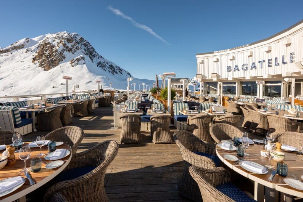 Bagatelle Courchevel restaurant terrace in the French Alps